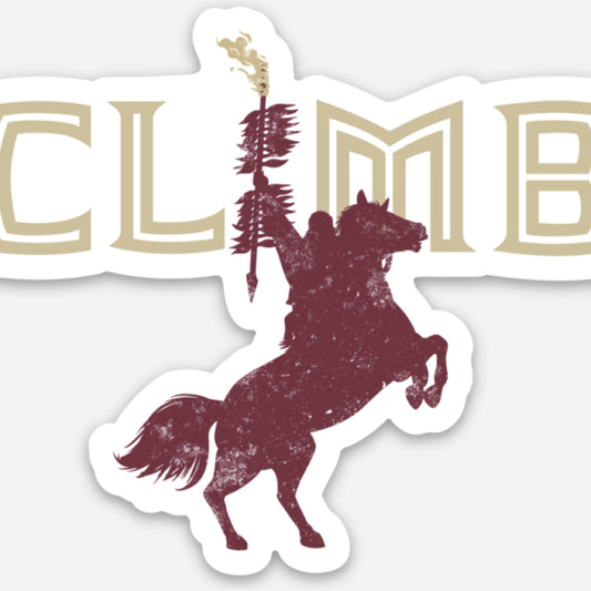 CLIMB Sticker Featuring Rearing Horse and Rider